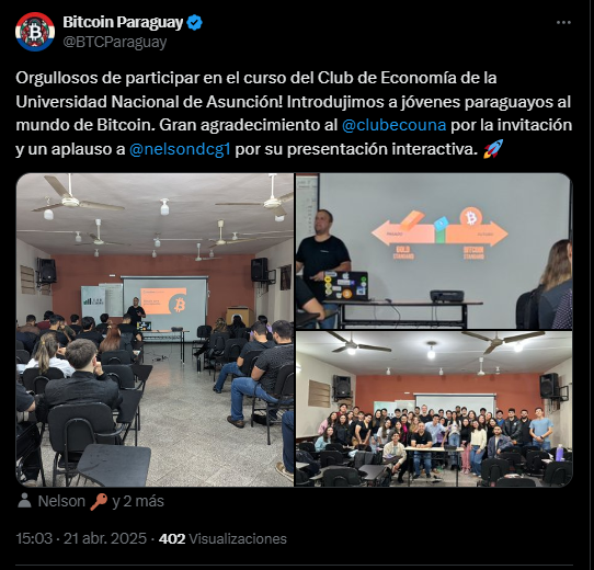 Jóvenes paraguayo en una clase sobre Bitcoin.