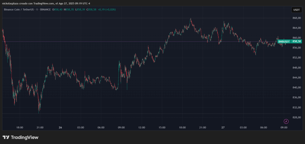 Gráfico de precios de BNB.