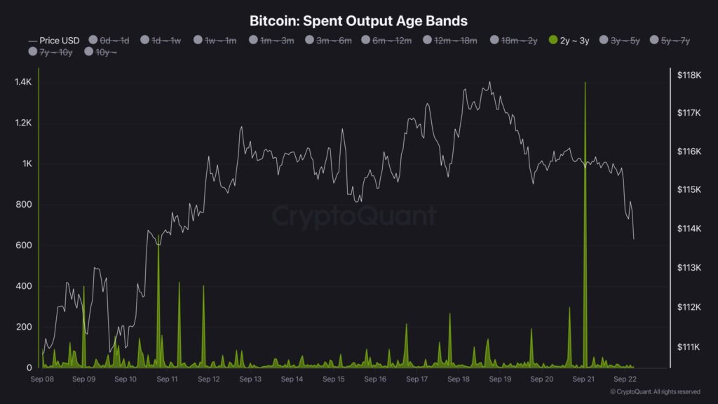Gráfico de salidas de BTC de las wallets de holders.