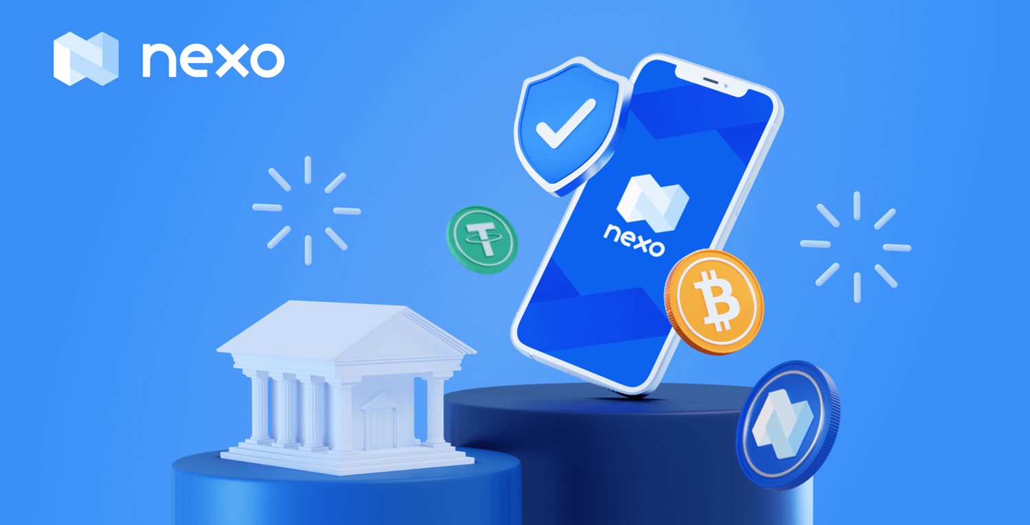 Recuadro de fondo azul claro con la imagen de un celular al centro y monedas BTC, ETH y USDT flotando alrededor.