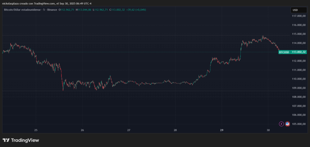 Gráfico del precio de bitcoin.