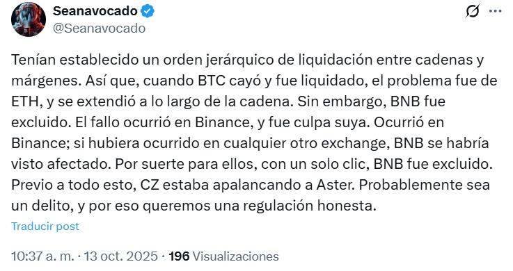 Usuarios culpan a Binance por ola de liquidaciones.