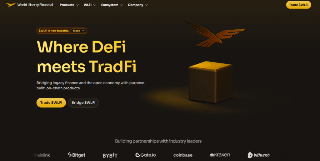 Página de inicio de la plataforma World Liberty Financial.