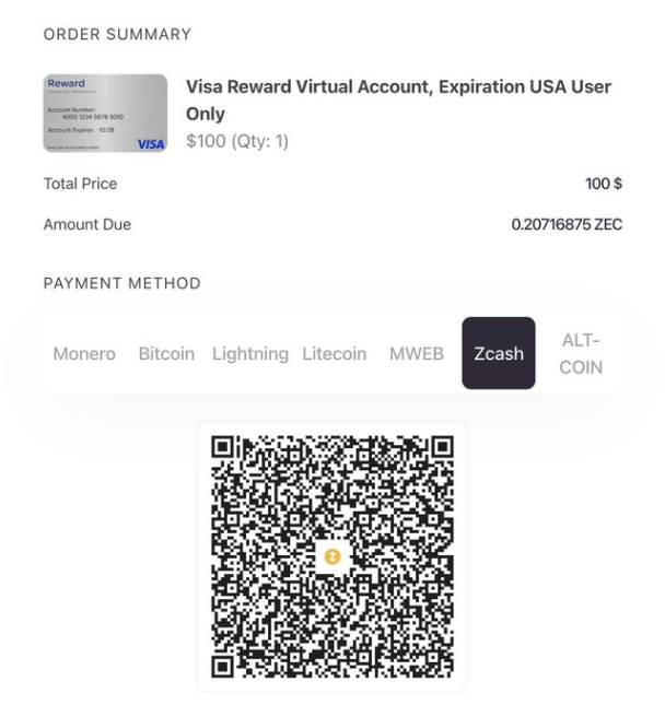 Una interfaz de una compra de una gift card junto a información de la compra y un código QR.