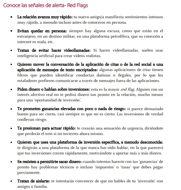 Consejos de la CNMV para no caer en estafas afectivas.