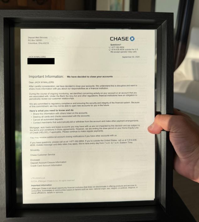 La carta que recibió Jack Mallers del JP Morgan.