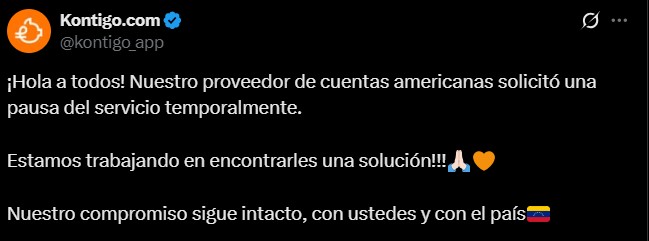 Captura de pantalla del anuncio de Kontigo en X.