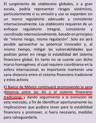 Una captura del informe publicado por el Banco de México en el que menciona a las criptomonedas.