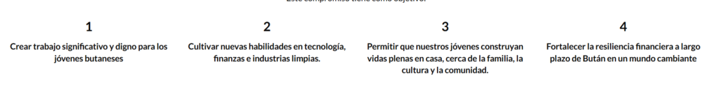 La descripción de los cuatro objetivos que se plantea Bután con la construcción de una Bitcoin City.