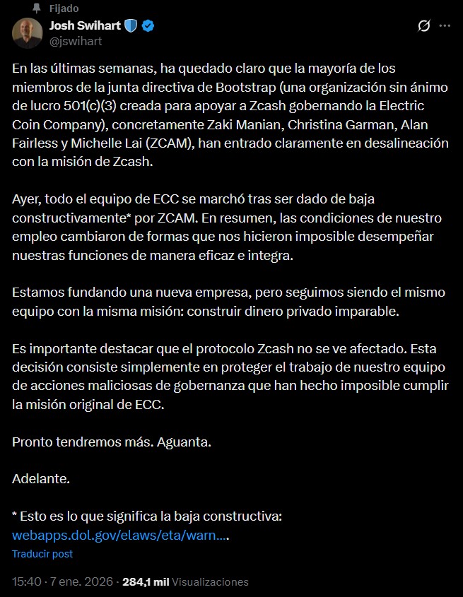 Captura de pantalla al mensaje de Josh Swihart.