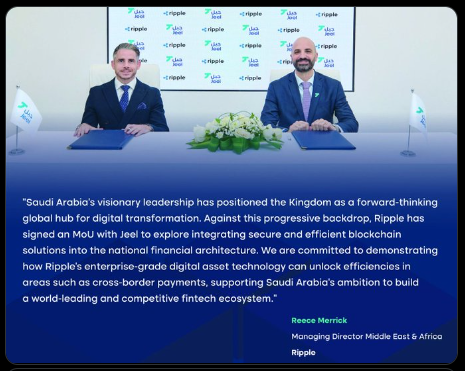 Un tuit de Reece Merrick, Director General para Oriente Medio y África en Ripple.