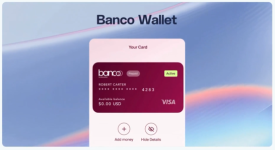 Captura de pantalla de la aplicación Banco Wallet.