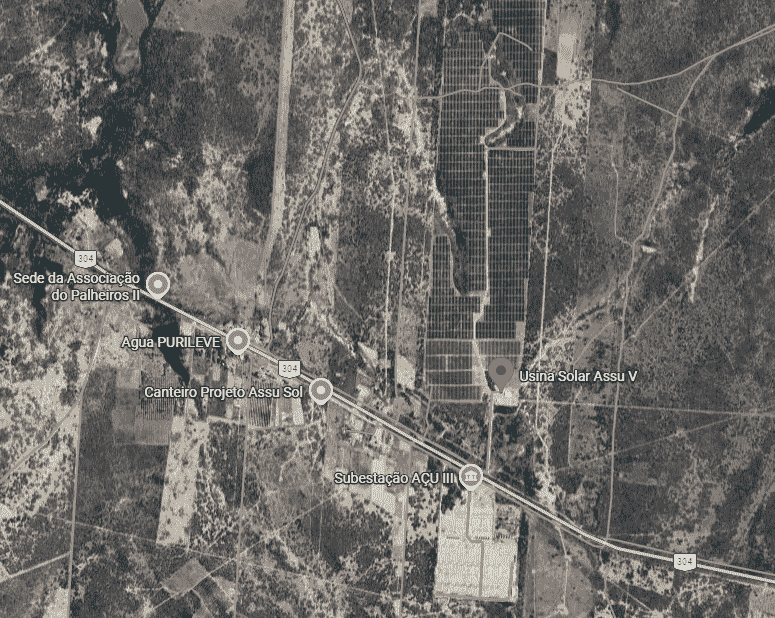  Vista satelital del complejo solar Assú Sol de Engie en Google Maps, 