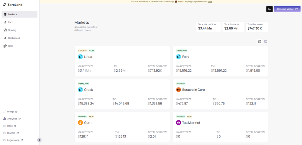 Captura de ZeroLend.