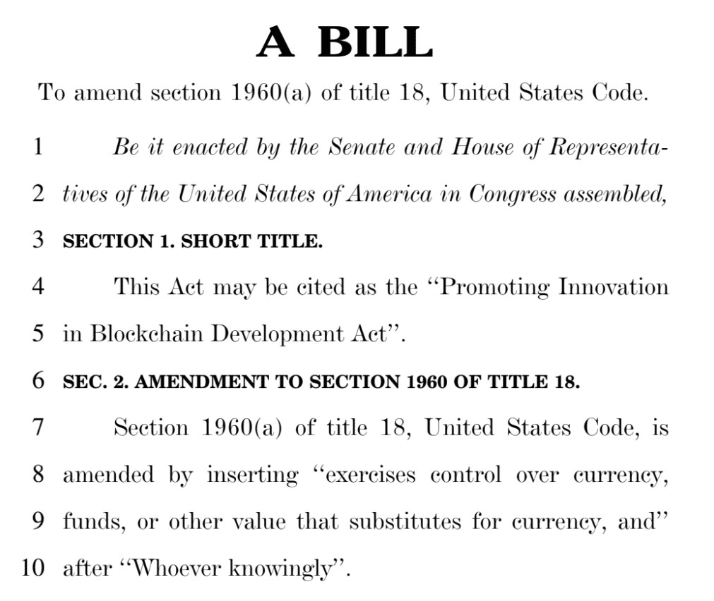 Captura de pantalla del proyecto de ley que protege a los desarrolladores de software.
