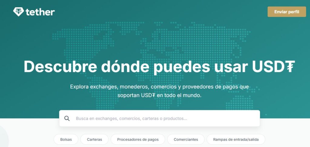 Captura de pantalla del Directorio de USDT.