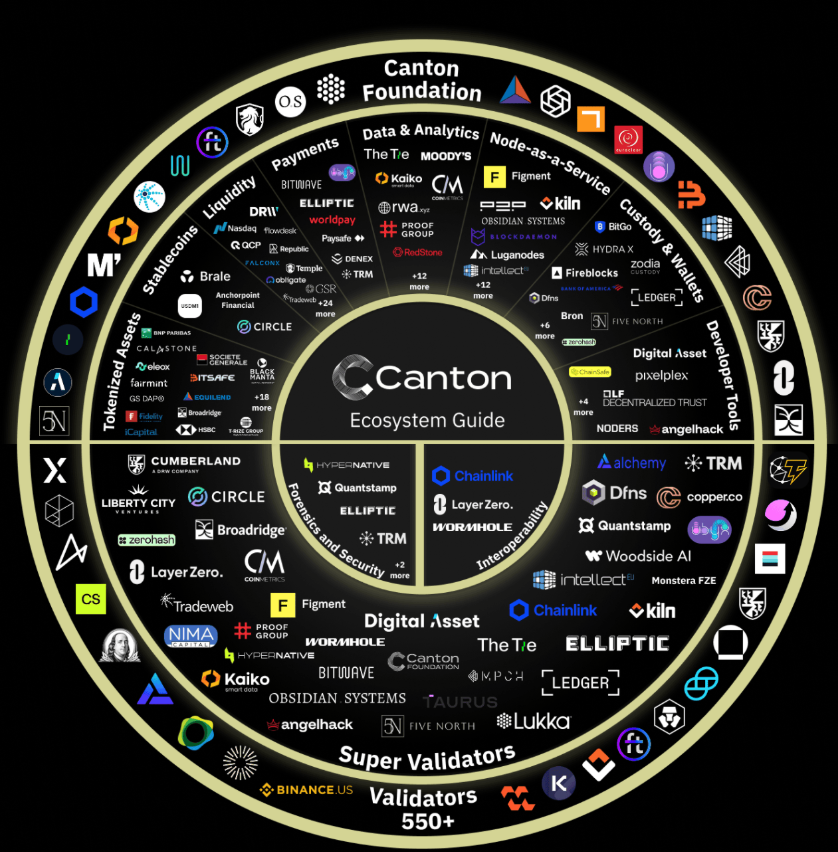 Imagen que muestra cómo está compuesto el ecosistema Canton Network.