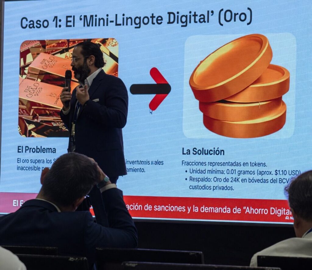 Eleazar Colmenares habla de tokenización del oro durante su charla en Venezuela.