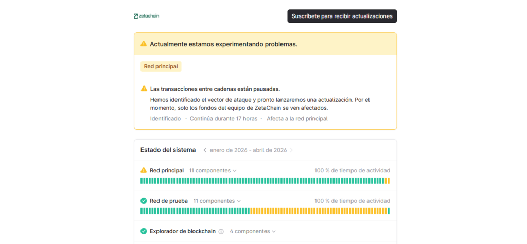nterfaz del protocolo ZetaChain.
