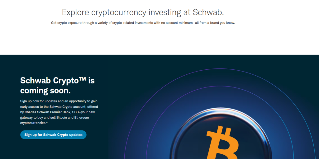 Captura de pantalla de la página Schwab Crypto.