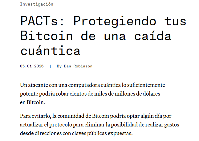 El texto sobre una solución postcuántica para Bitcoin.