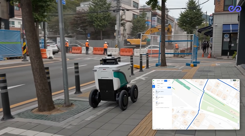 La empresa peaq lanzó una simulación de cómo un robot de Serve Robotics navega por Seúl.