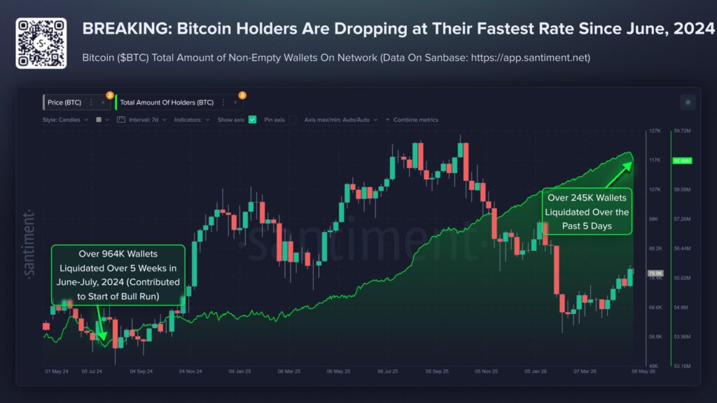 Gráfico que muestra el número de wallets activas de bitcoin a lo largo del tiempo.