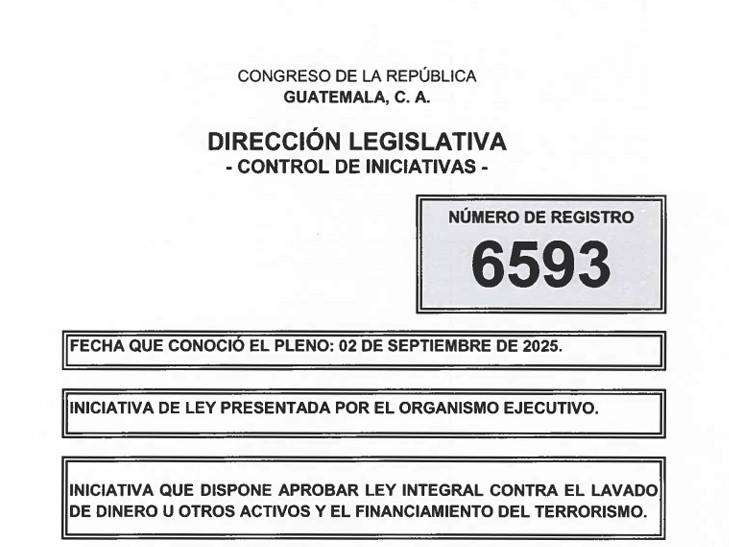 Membrete de la ley contra lavado de activos de Guatemala.